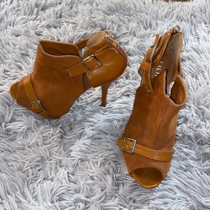 Suede tan bootie  heels